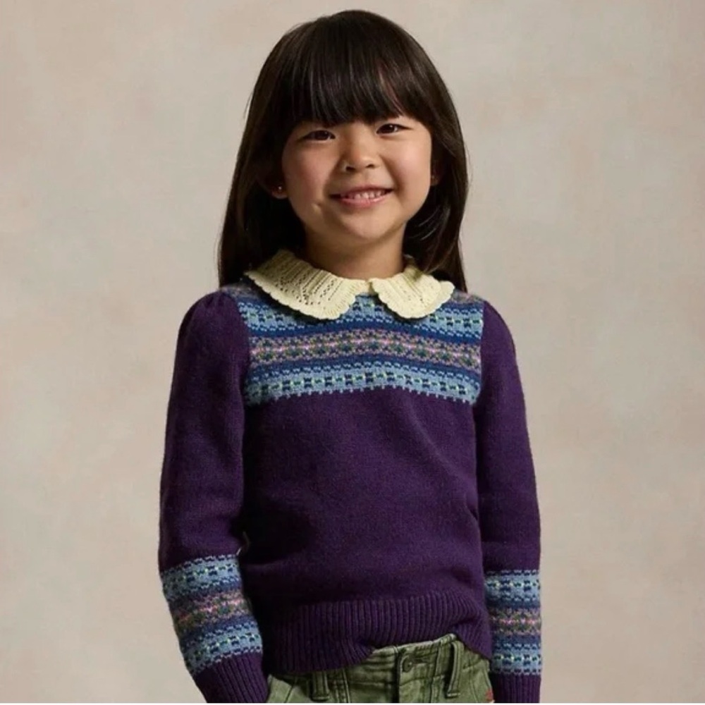 Ralph Lauren Polo Country Wool Blend Jumper GIRLS Size L (12-14) Fair Isle $158